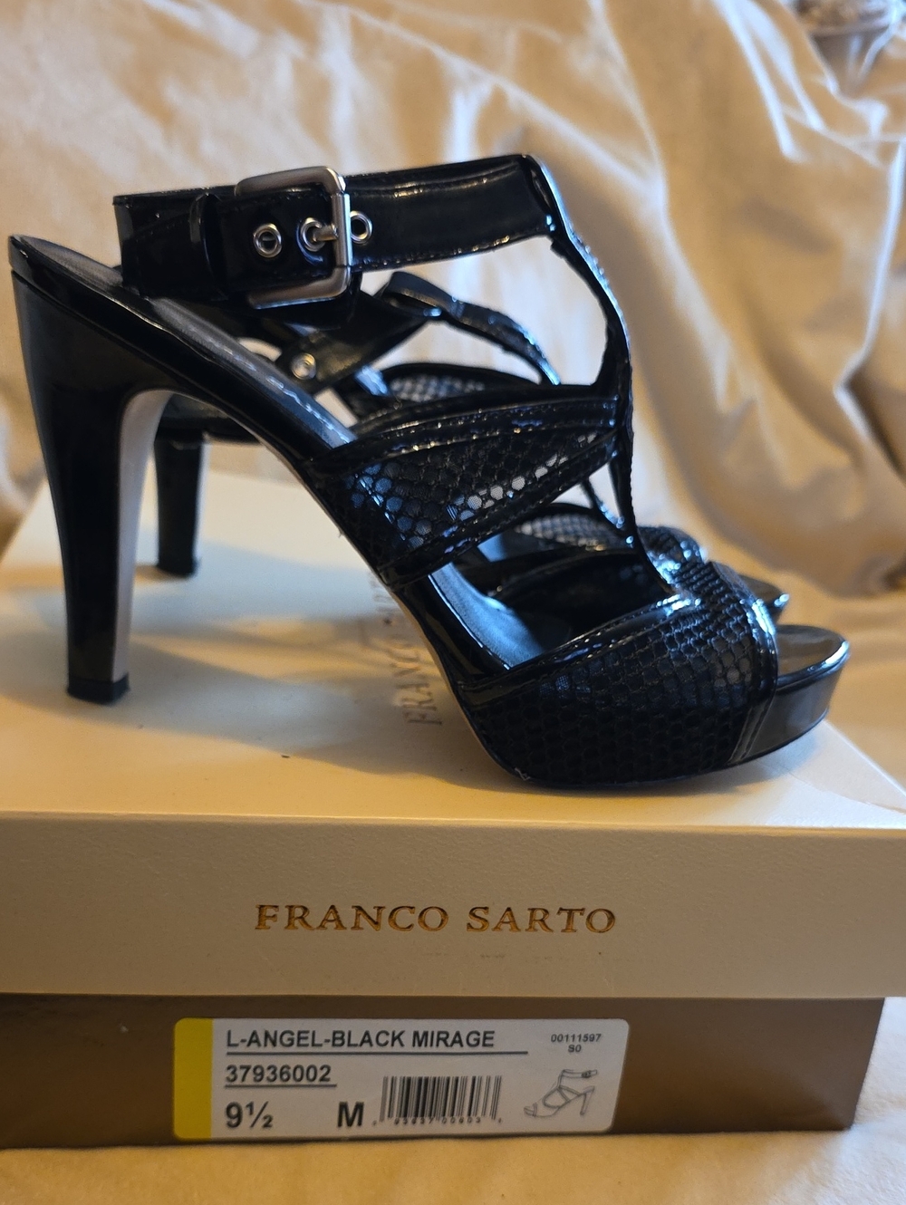 Francesca's Collections Black Woven Strappy High Heel Sandals